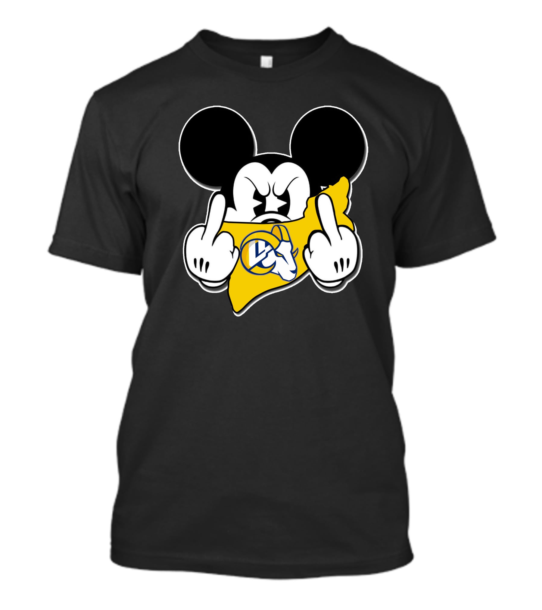 Mickey Mouse Angry Rams Logo Gesture T-Shirt