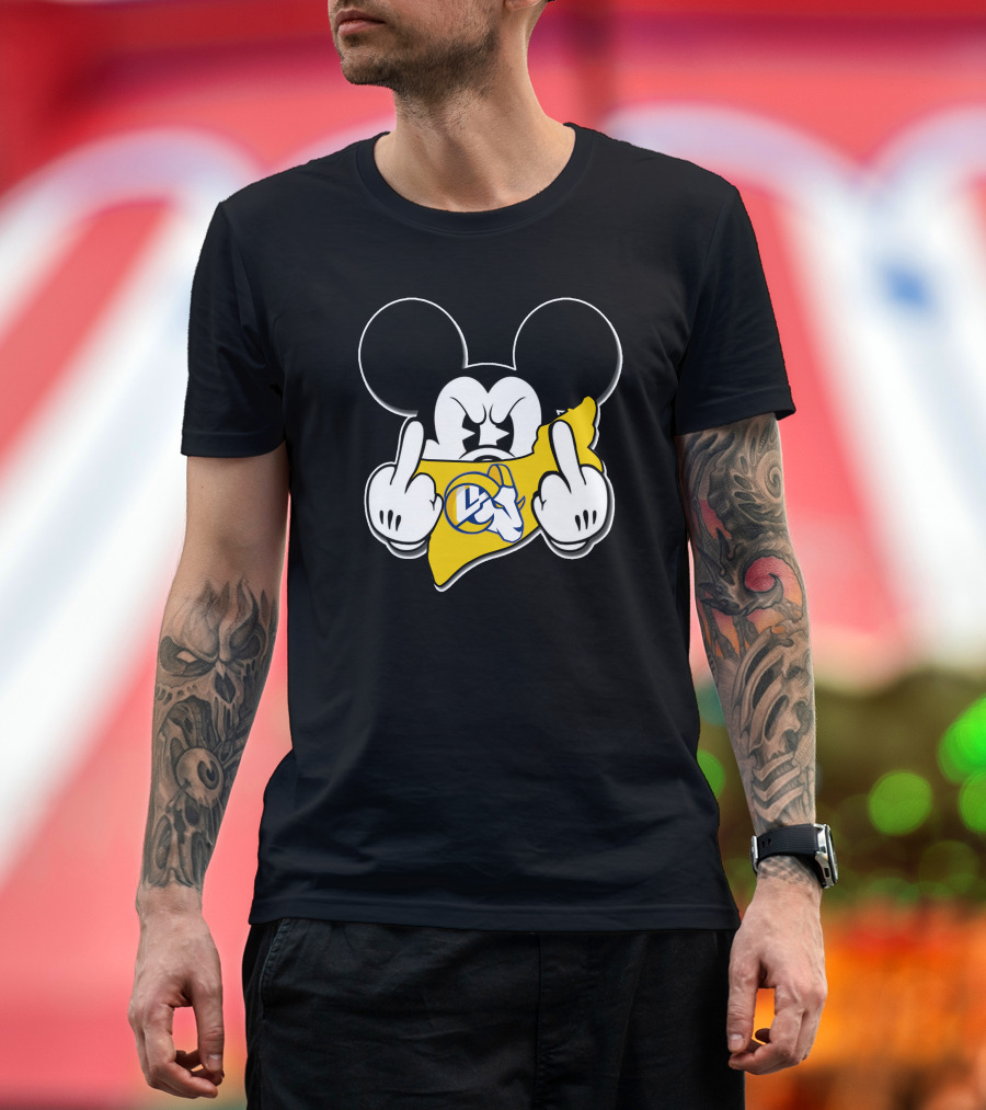 Mickey Mouse Angry Rams Logo Gesture T-Shirt