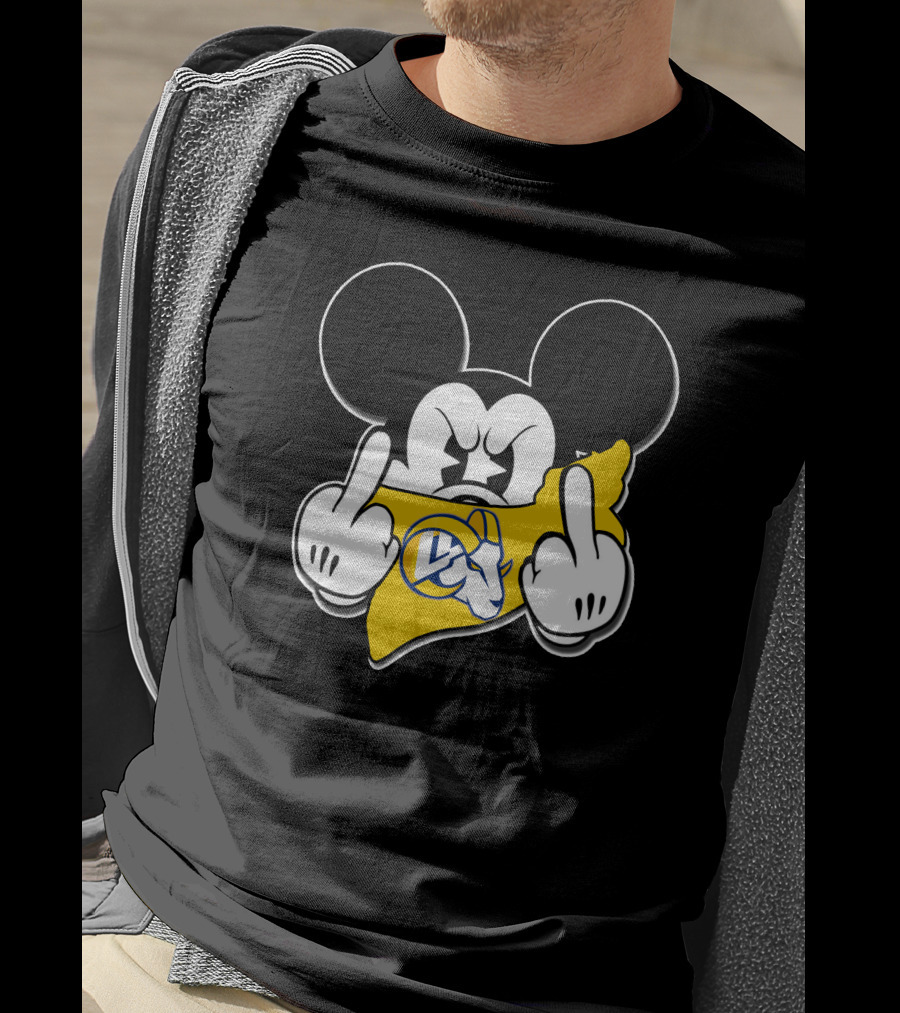 Mickey Mouse Angry Rams Logo Gesture T-Shirt