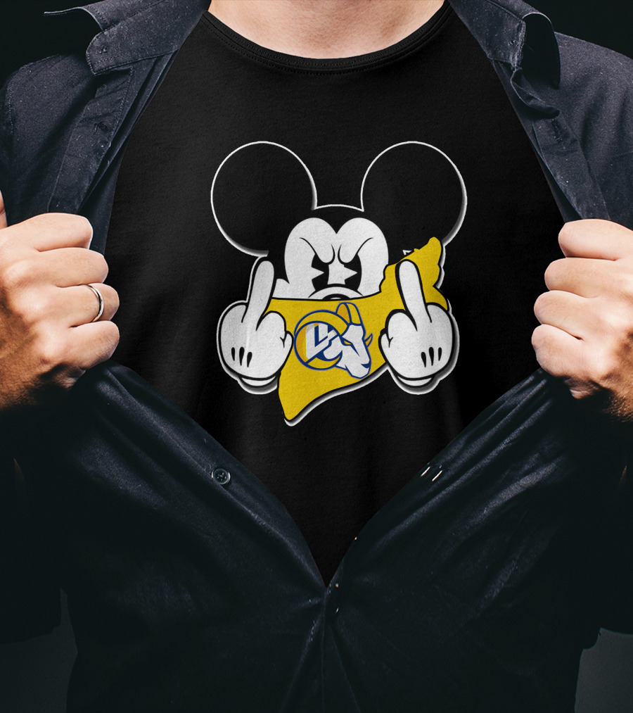 Mickey Mouse Angry Rams Logo Gesture T-Shirt