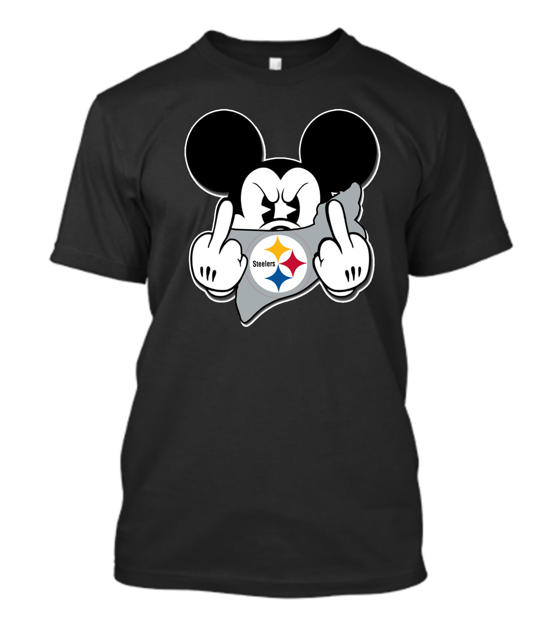 Mickey Mouse Steelers Logo Gesture T-Shirt