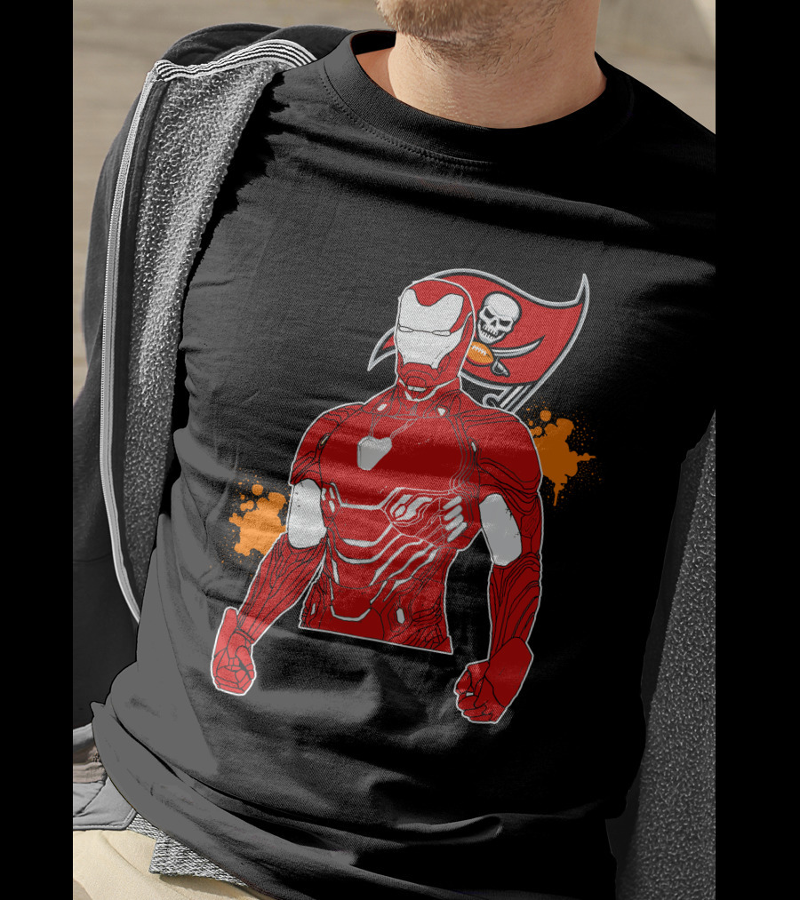Iron Man Buccaneers Crossover With Skull Flag And Helmet T-Shirt