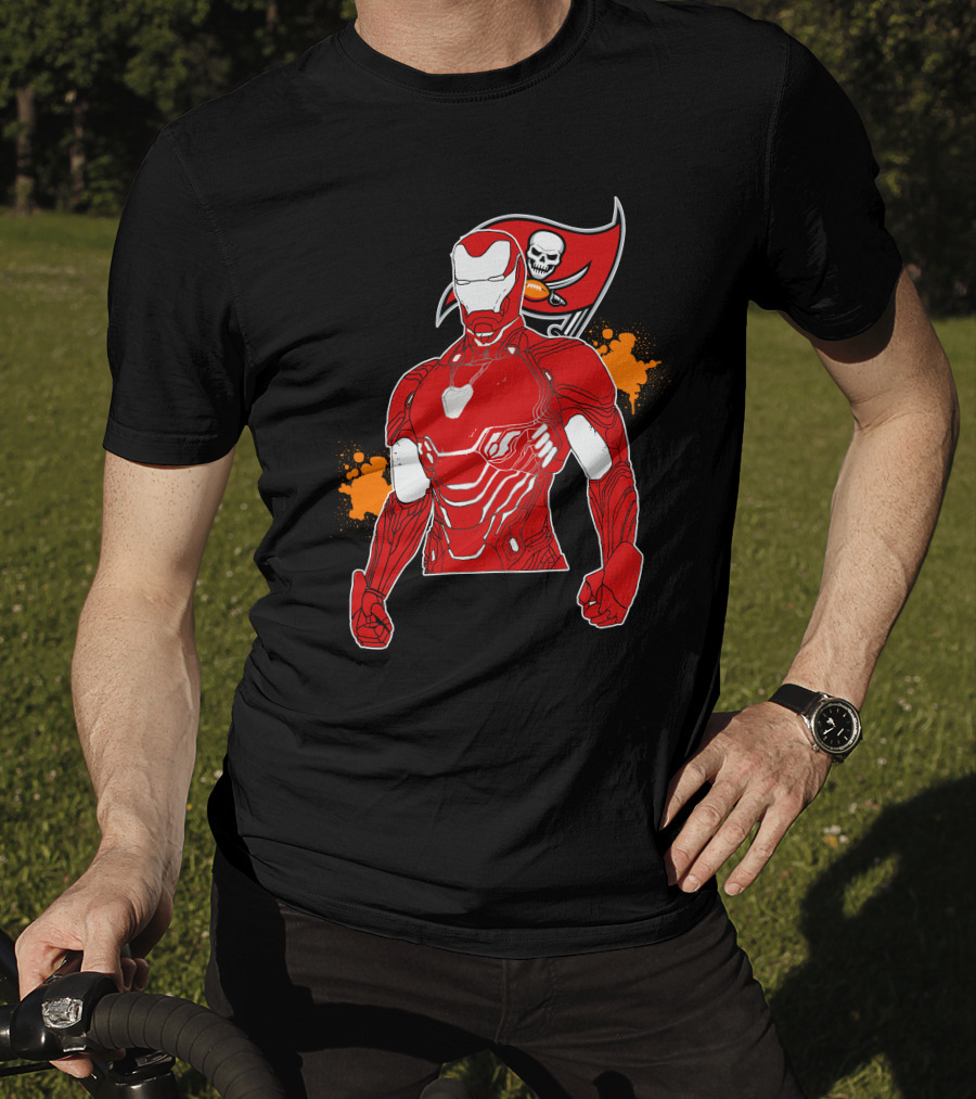 Iron Man Buccaneers Crossover With Skull Flag And Helmet T-Shirt