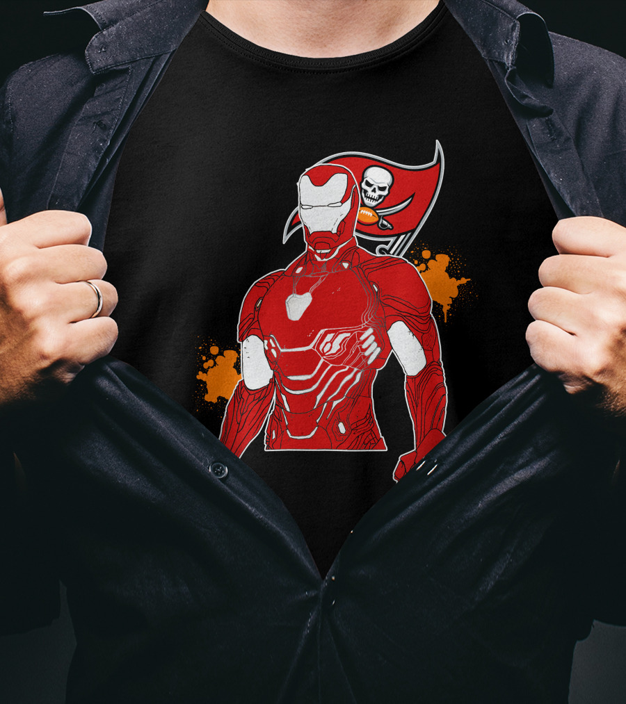 Iron Man Buccaneers Crossover With Skull Flag And Helmet T-Shirt