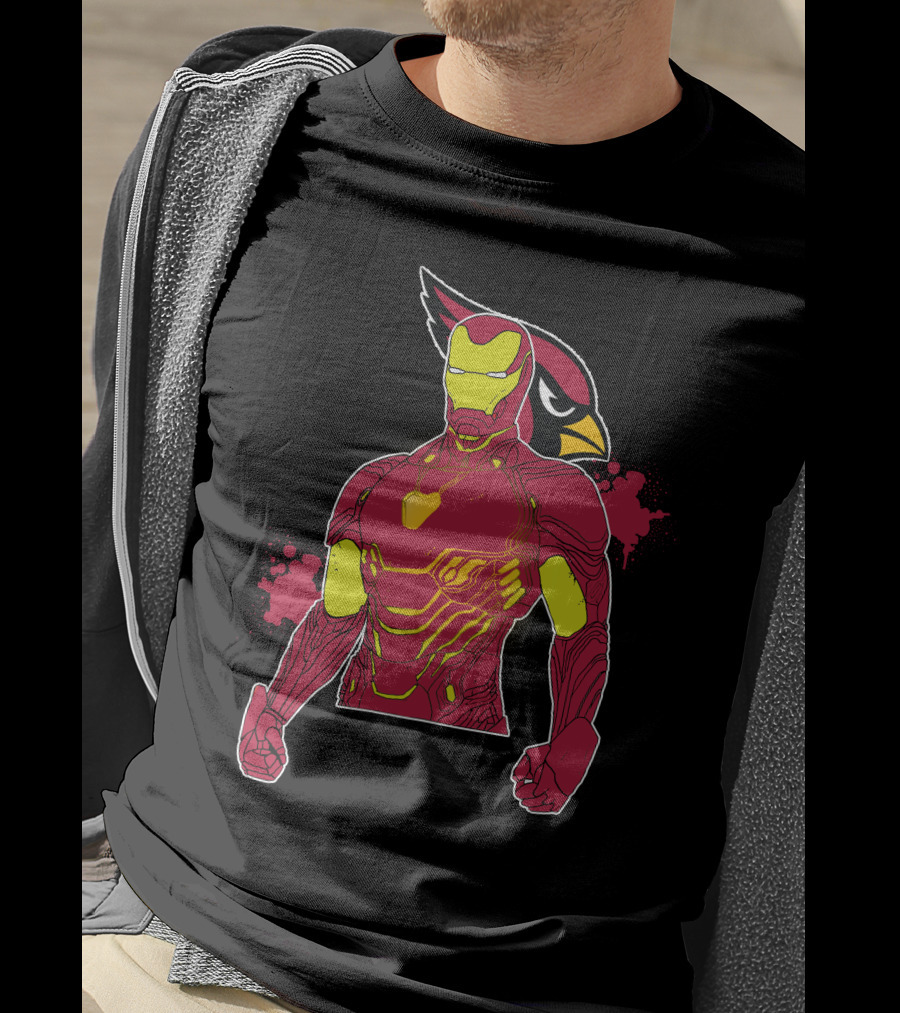 Iron Man Marvel Superhero Meets Arizona Cardinals Nfl Crossover T-Shirt