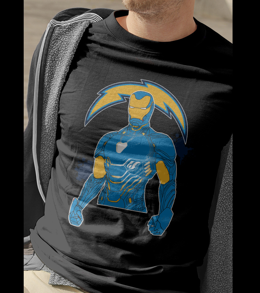 Iron Man Chargers Superhero Fusion T-Shirt
