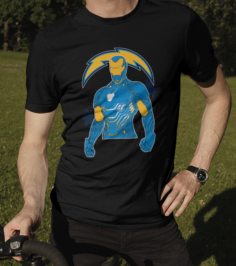 Iron Man Chargers Superhero Fusion T-Shirt