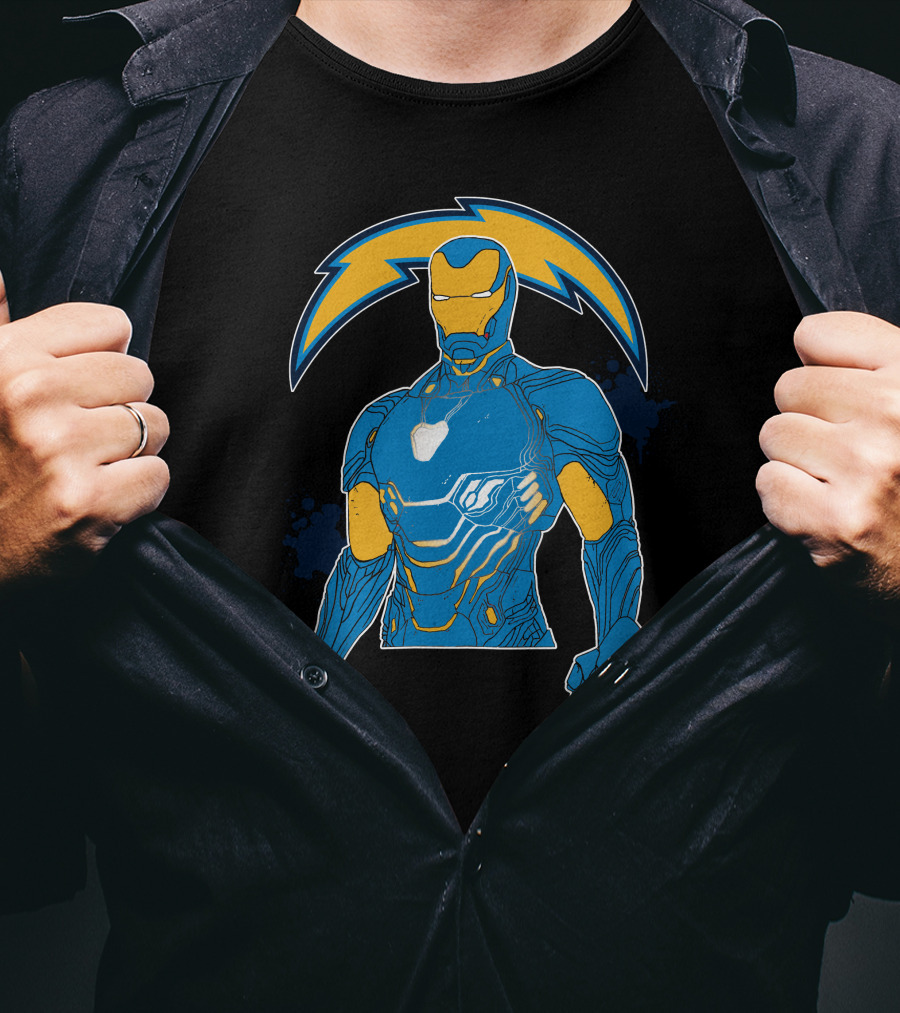 Iron Man Chargers Superhero Fusion T-Shirt