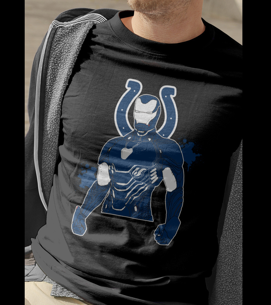 Iron Man Colts Mashup Nfl Character Crossover T-Shirt