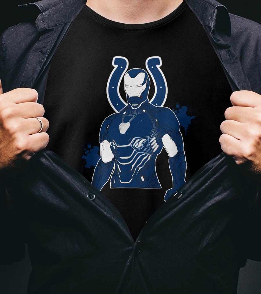 Iron Man Colts Mashup Nfl Character Crossover T-Shirt
