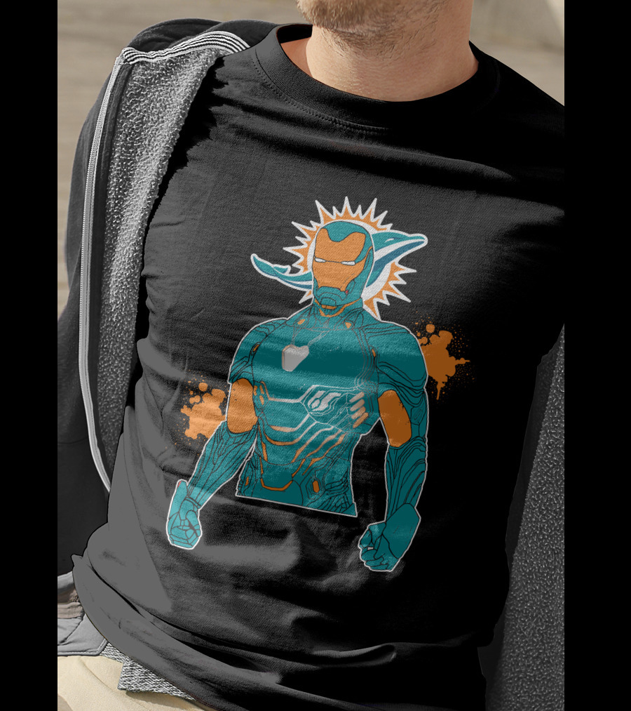 Miami Dolphins Iron Man Crossover T-Shirt