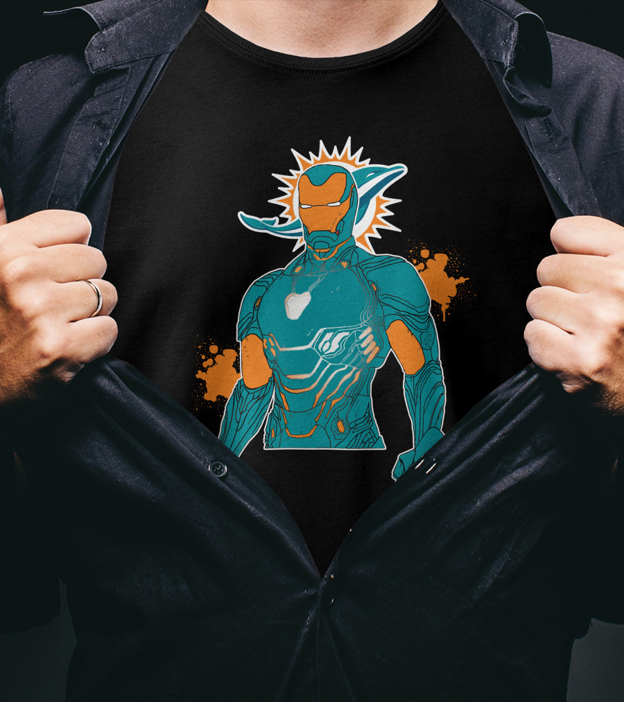 Miami Dolphins Iron Man Crossover T-Shirt