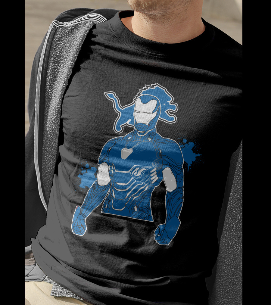 Iron Man Detroit Lions Nfl Crossover T-Shirt