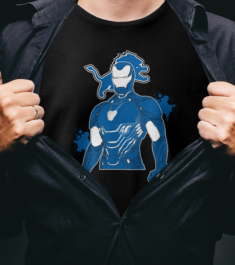 Iron Man Detroit Lions Nfl Crossover T-Shirt