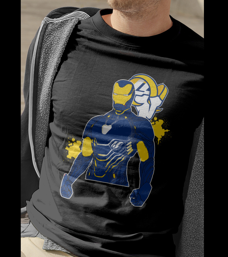 Iron Man Blue And Yellow With Los Angeles Rams T-Shirt