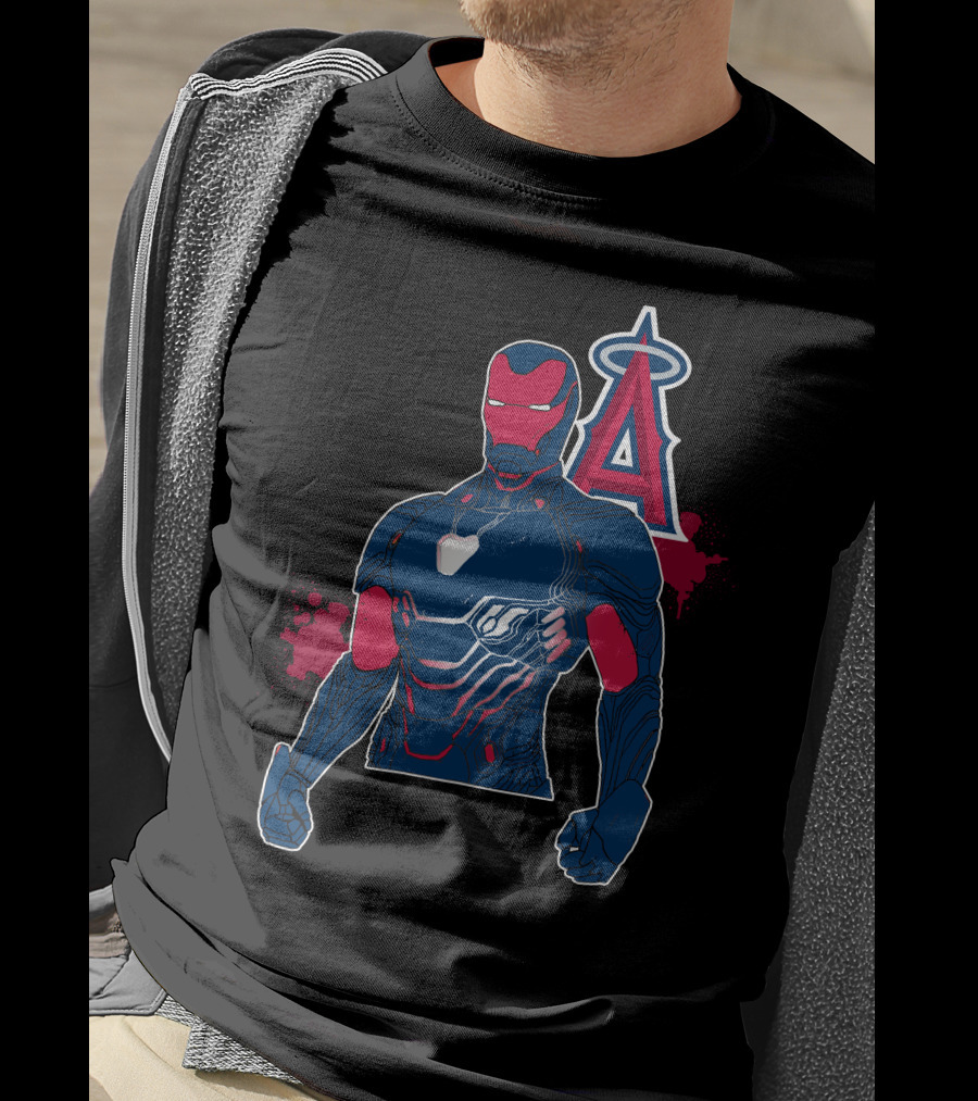 Iron Man Suit With Los Angeles Angels Halo T-Shirt