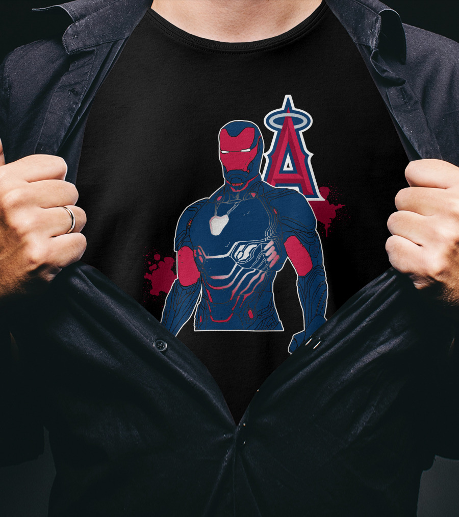 Iron Man Suit With Los Angeles Angels Halo T-Shirt