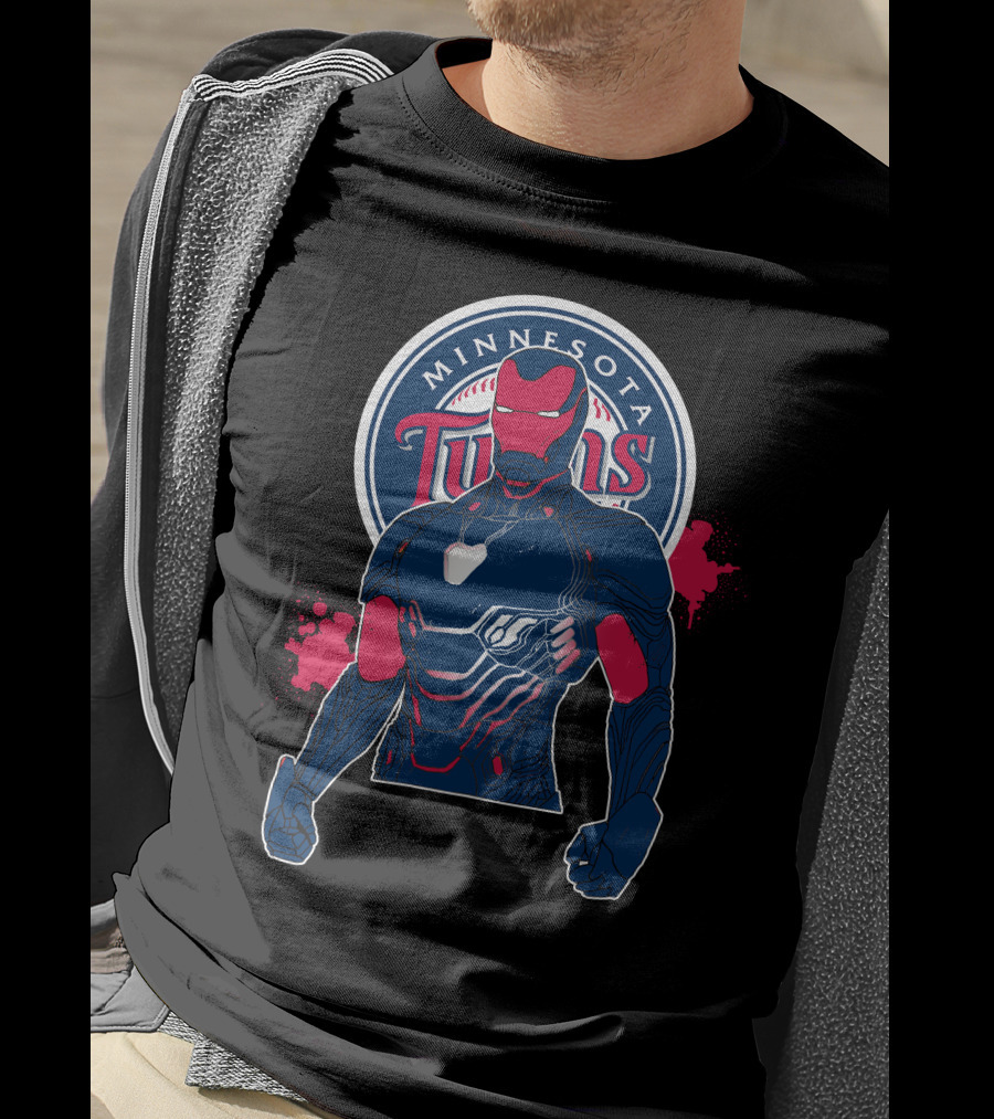 Iron Man Minnesota Twins Collaboration Cross-Over T-Shirt