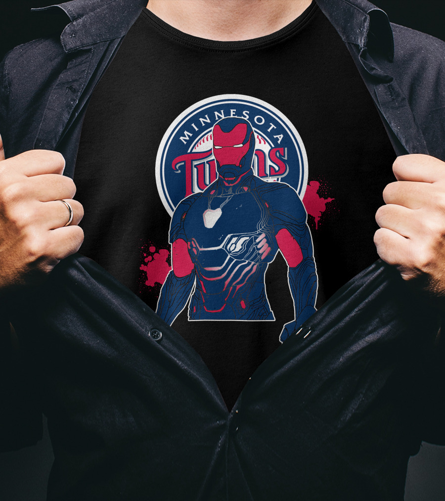 Iron Man Minnesota Twins Collaboration Cross-Over T-Shirt