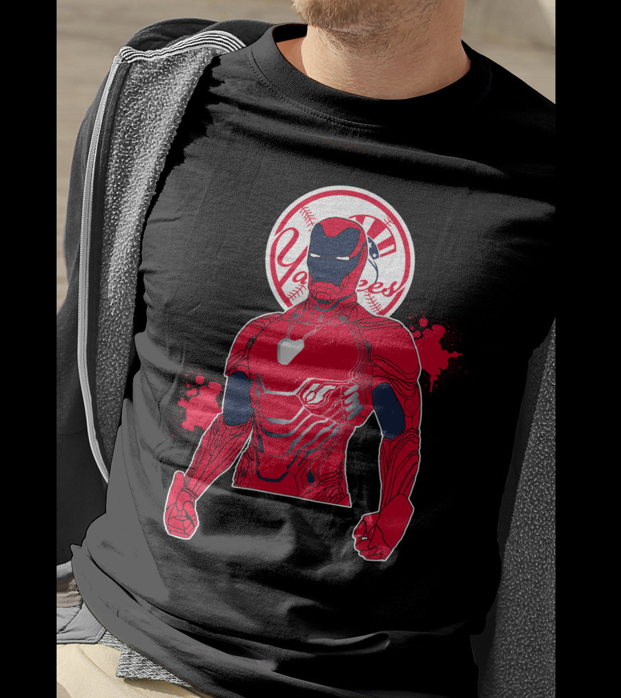 Iron Man New York Yankees Crossover Marvel Avengers Yankees Baseball Theme T-Shirt