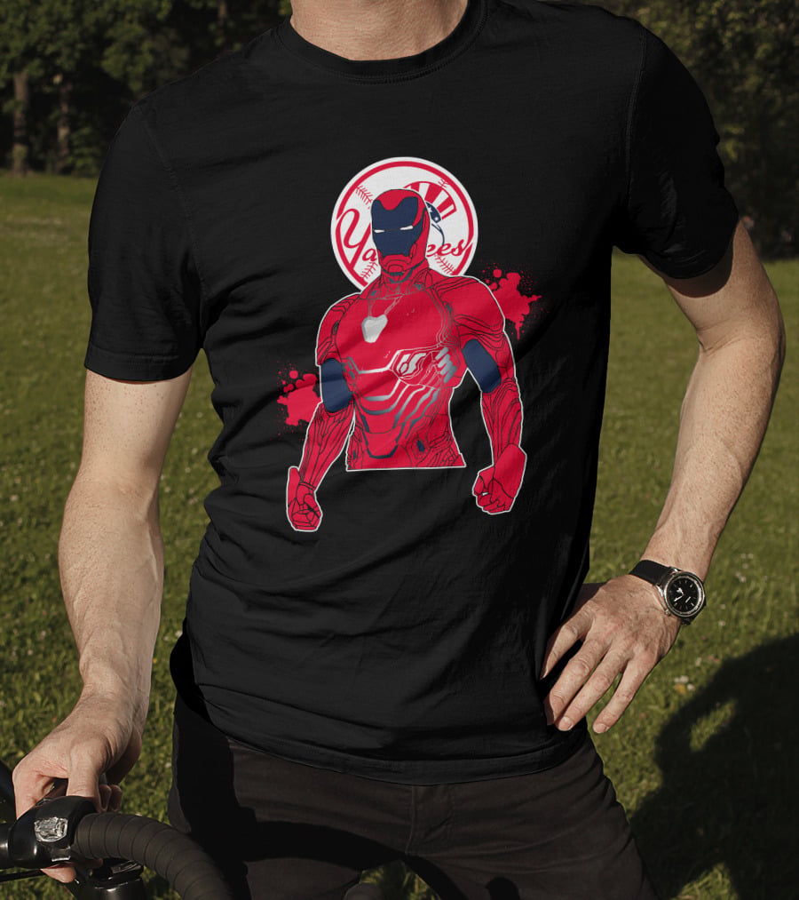 Iron Man New York Yankees Crossover Marvel Avengers Yankees Baseball Theme T-Shirt
