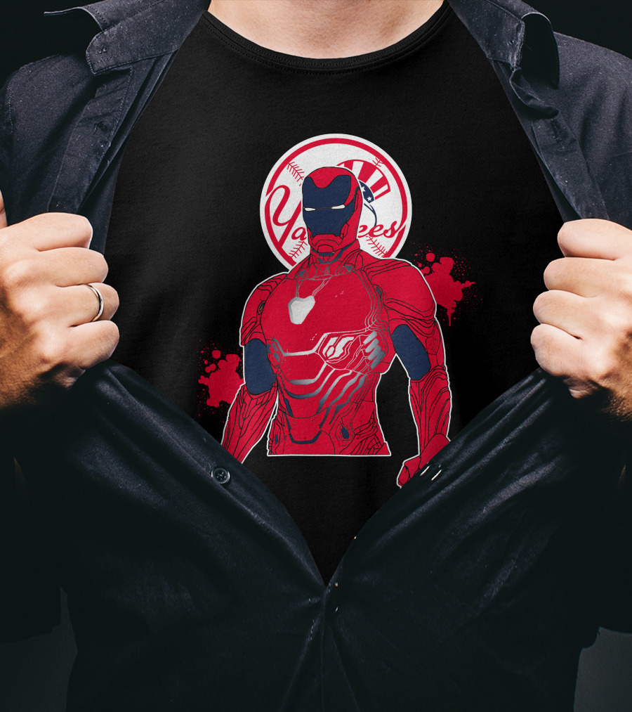 Iron Man New York Yankees Crossover Marvel Avengers Yankees Baseball Theme T-Shirt
