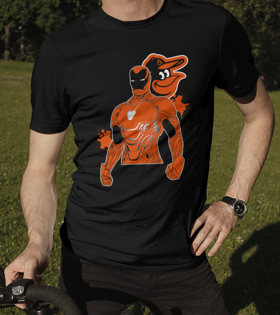Iron Man And Baltimore Orioles Mashup T-Shirt