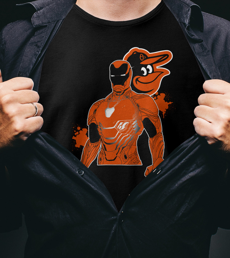 Iron Man And Baltimore Orioles Mashup T-Shirt