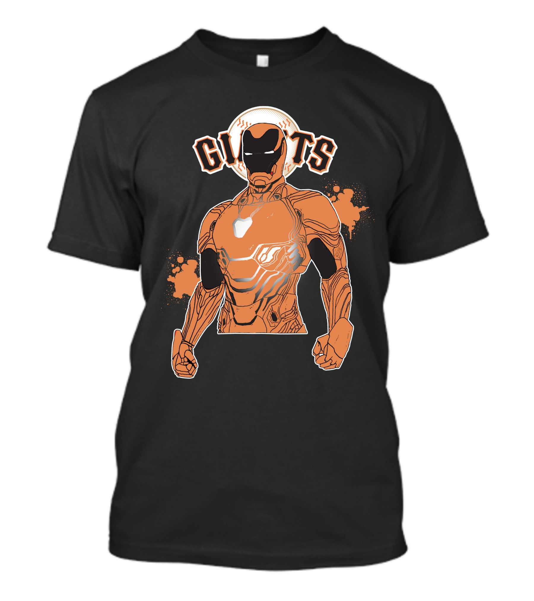 Iron Man Giants Mashup San Francisco Giants Orange And Black Superhero Crossover T-Shirt