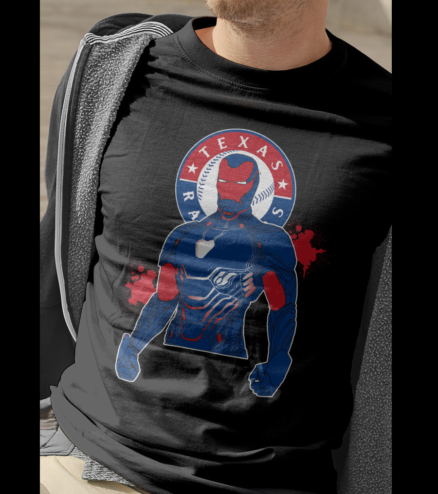 Iron Man Texas Rangers Baseball Fusion T-Shirt