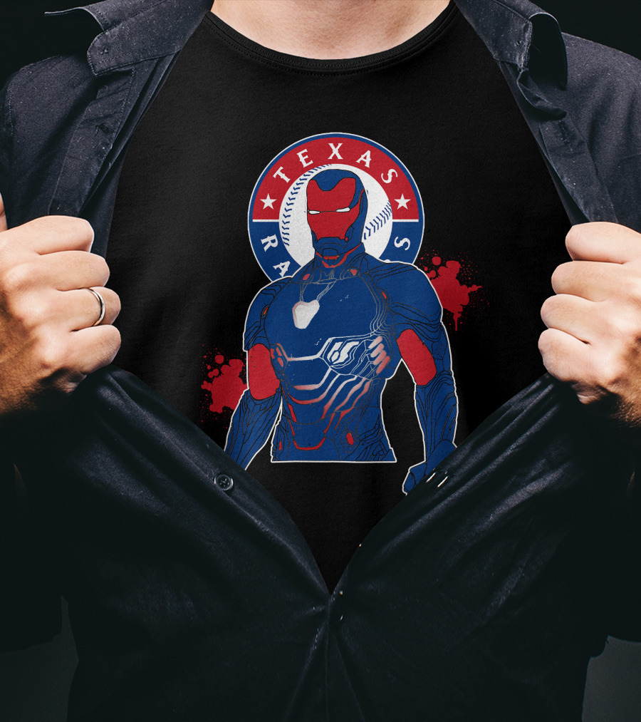 Iron Man Texas Rangers Baseball Fusion T-Shirt