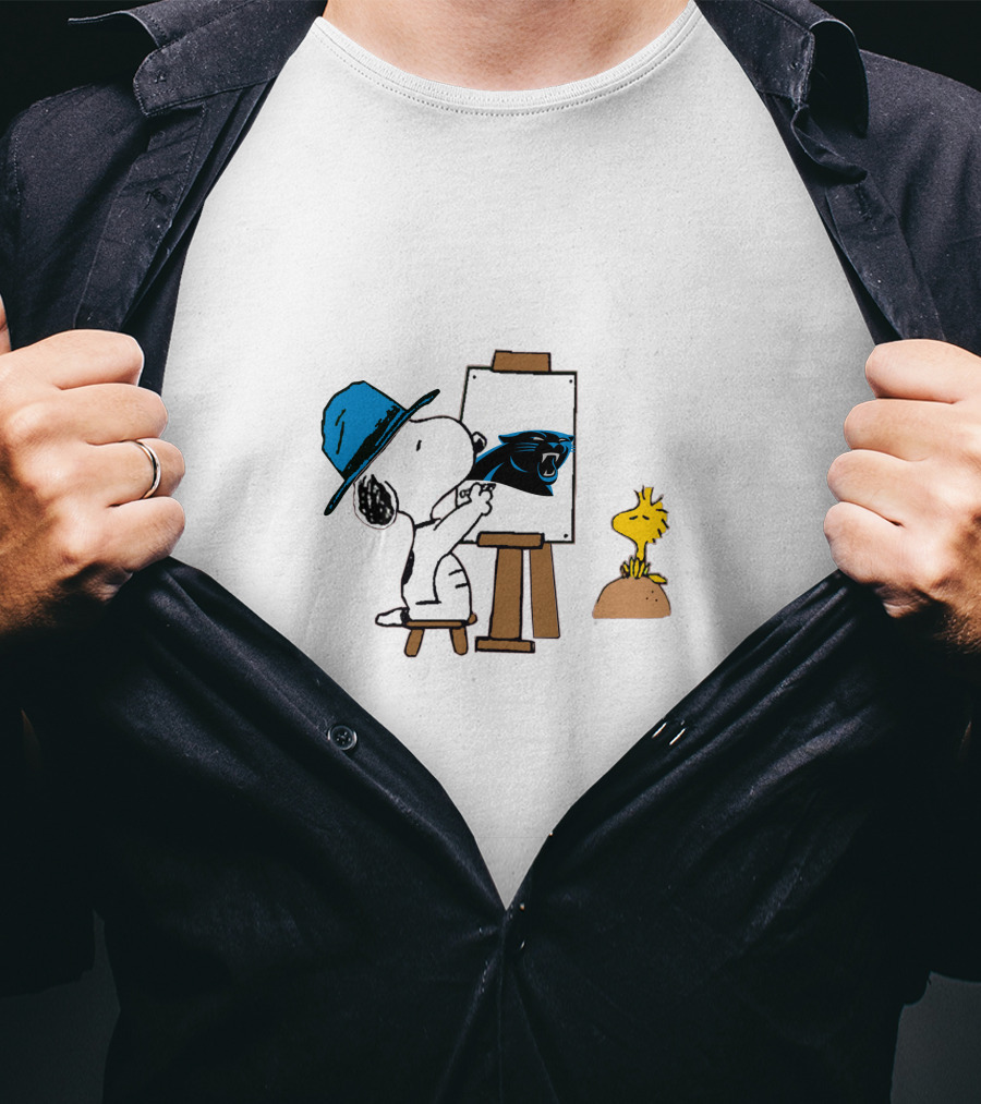 Panthers Painting With Snoopy And Woodstock T-Shirt