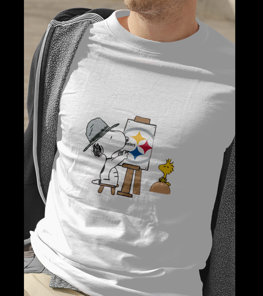 Steelers Snoopy Painting Team Logo With Woodstock T-Shirt