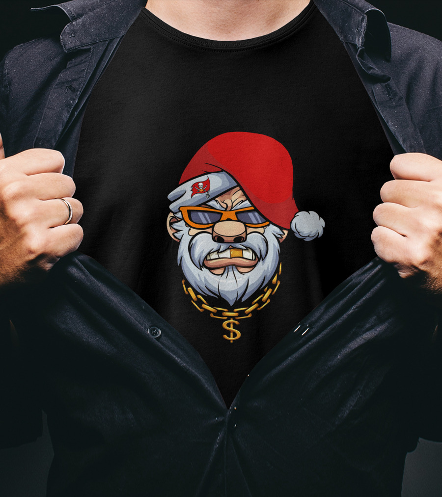 Buccaneers Santa With Gangster Chain And Sunglasses T-Shirt