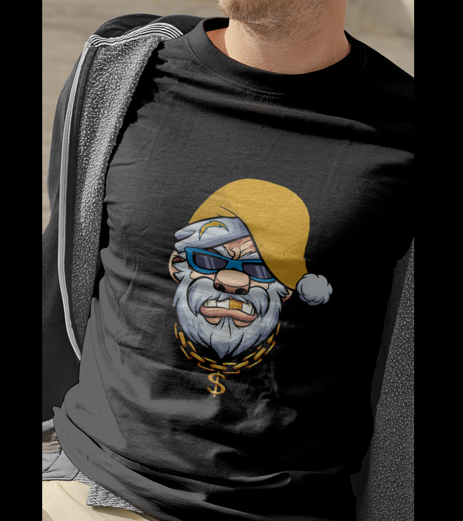 Gangster Santa Chargers Style Christmas Look With Money Chain T-Shirt