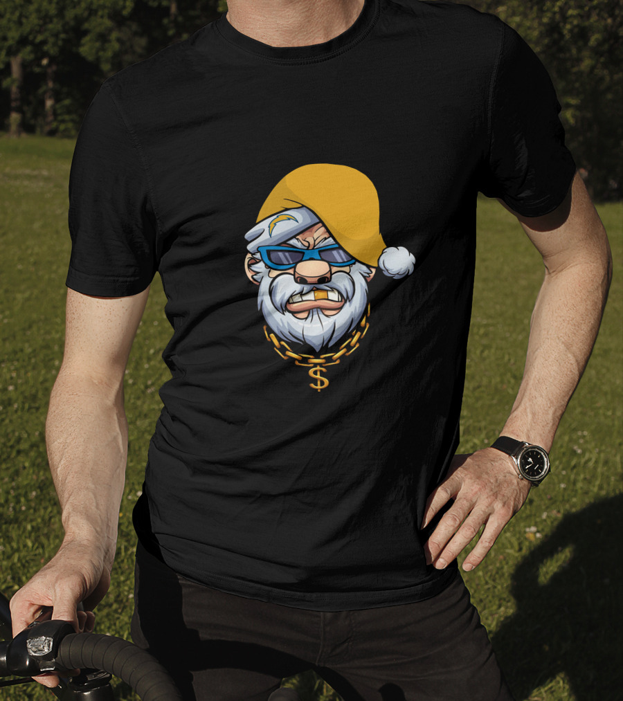 Gangster Santa Chargers Style Christmas Look With Money Chain T-Shirt