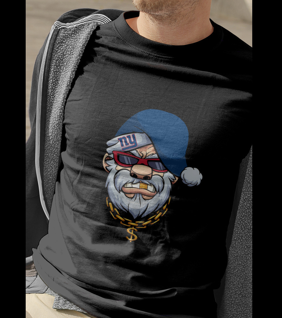 Giants Santa With Gold Chain And Gangster Style T-Shirt