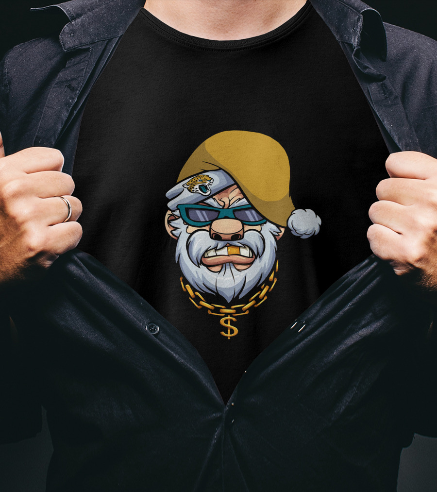 Jaguars Gangster Santa Dollar Sign Chain T-Shirt