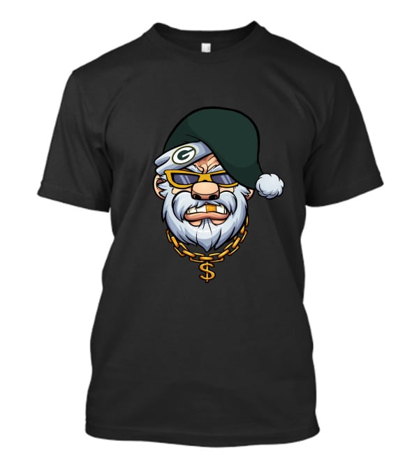 Packers Gangster Santa Holiday Style With Gold Chain And Sunglasses T-Shirt