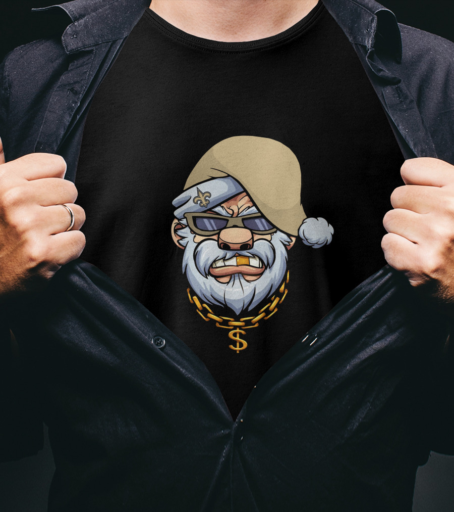 Saints Gangster Santa Fleur De Lis Chain T-Shirt