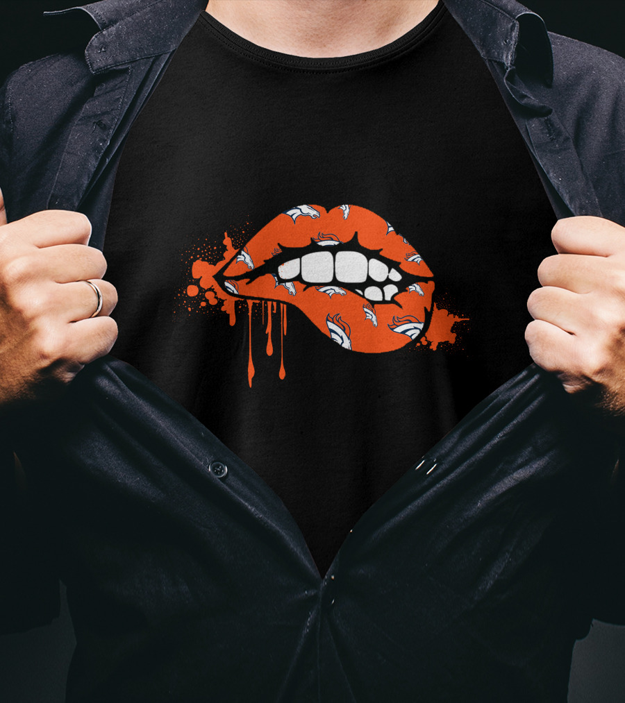 Dripping Lips Denver Broncos Style T-Shirt