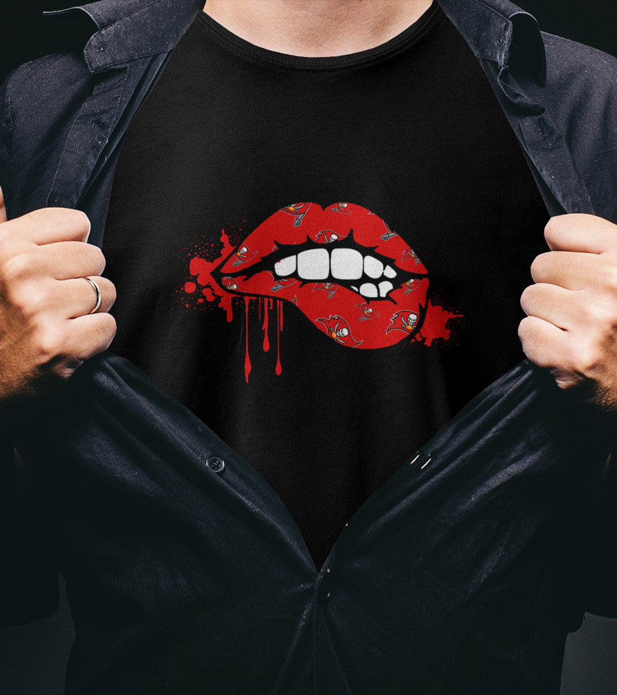 Dripping Lips Buccaneers Logo Red Splatter T-Shirt