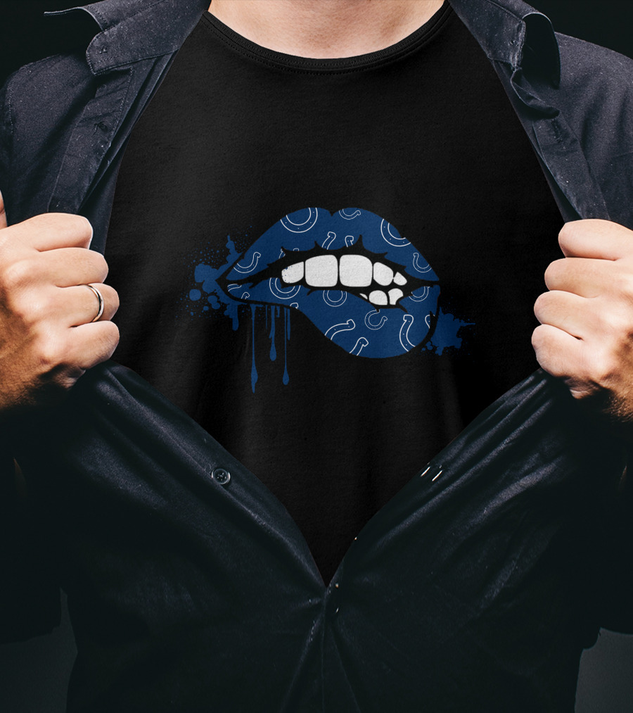 Dripping Blue Lips With Horseshoe Colts T-Shirt