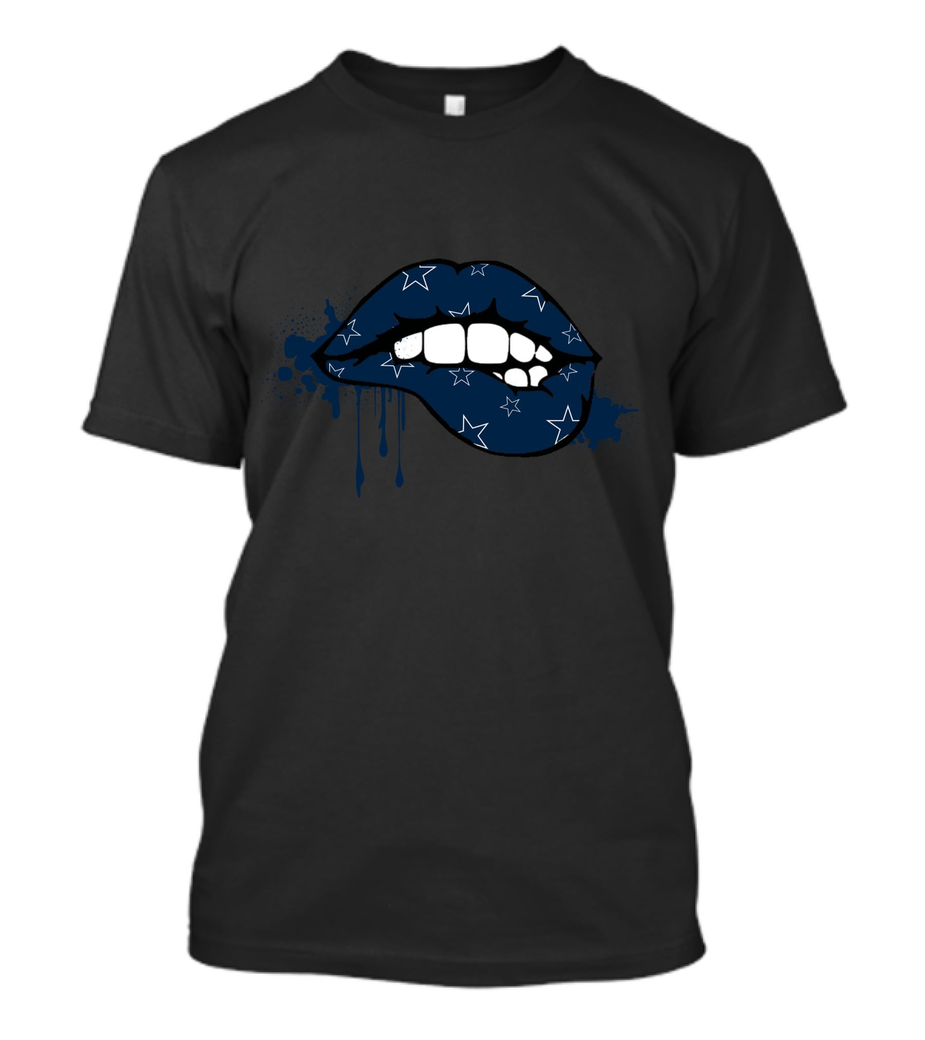Dripping Lips Blue Star Pattern Cowboys T-Shirt