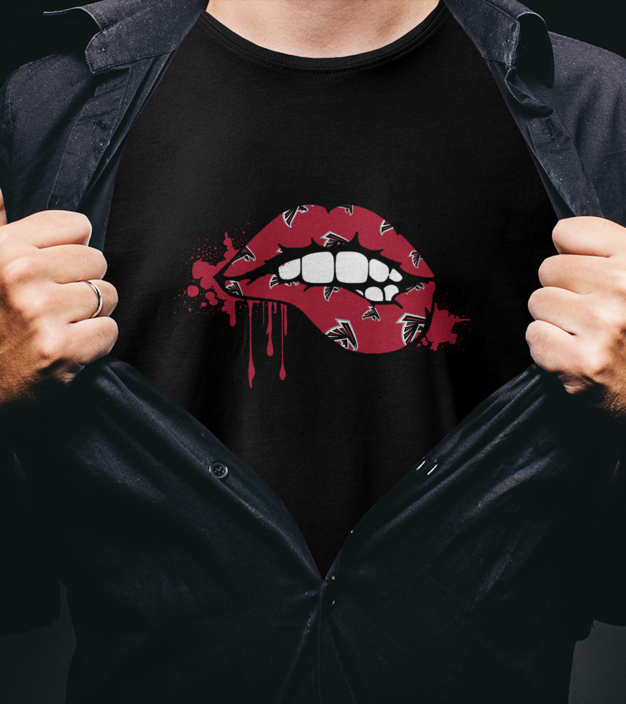 Dripping Lips With Falcons Iconic Red Bite T-Shirt
