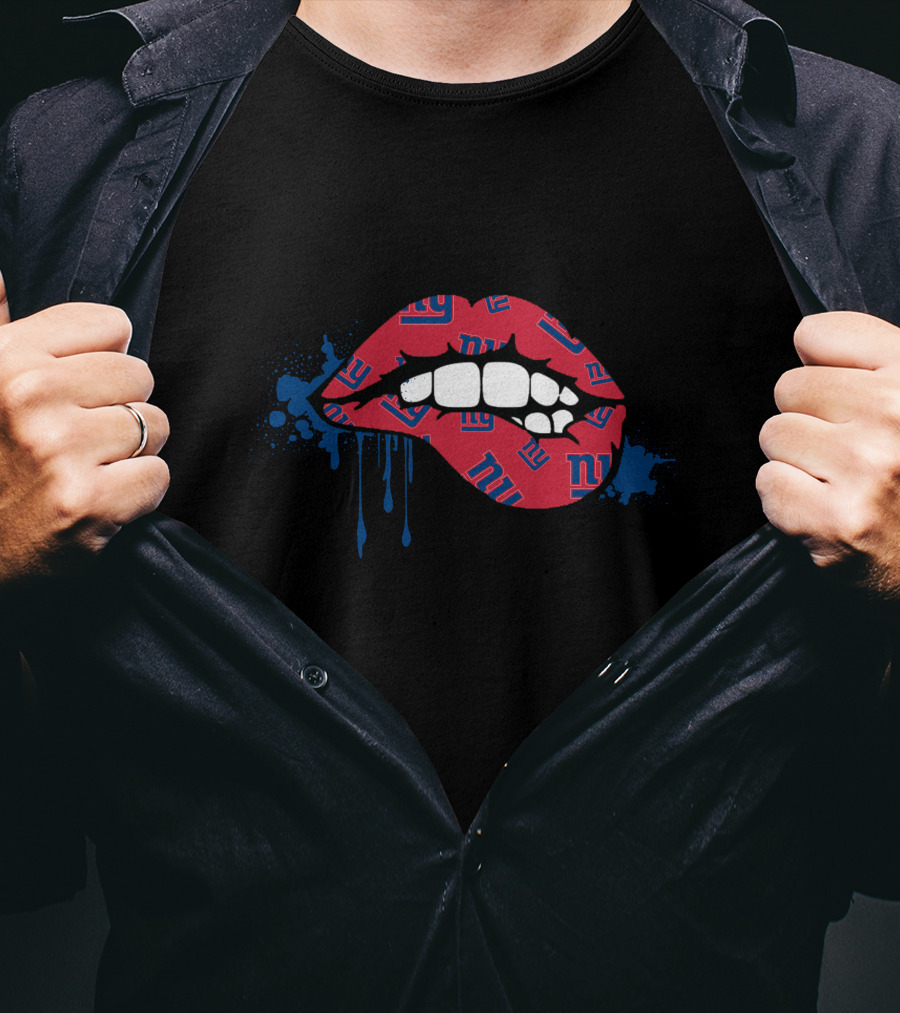 New York Giants Dripping Lips Artwork T-Shirt