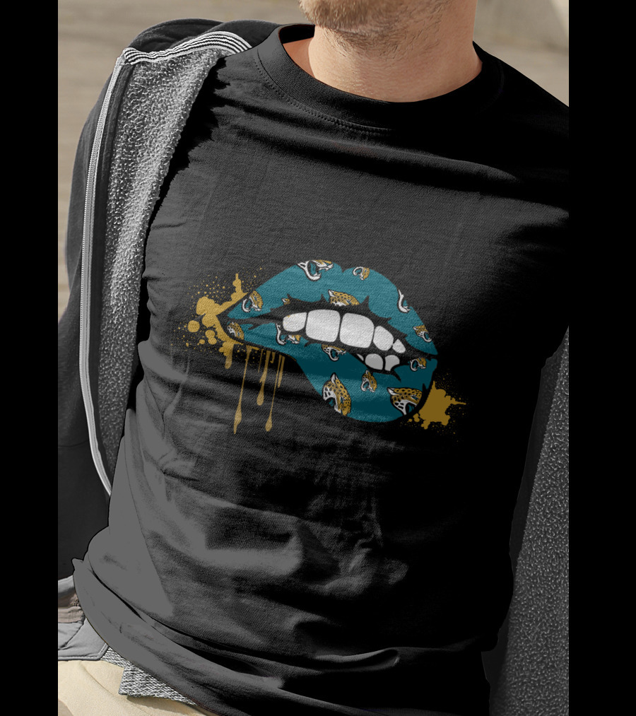 Dripping Lips Teal Gold Jaguars T-Shirt