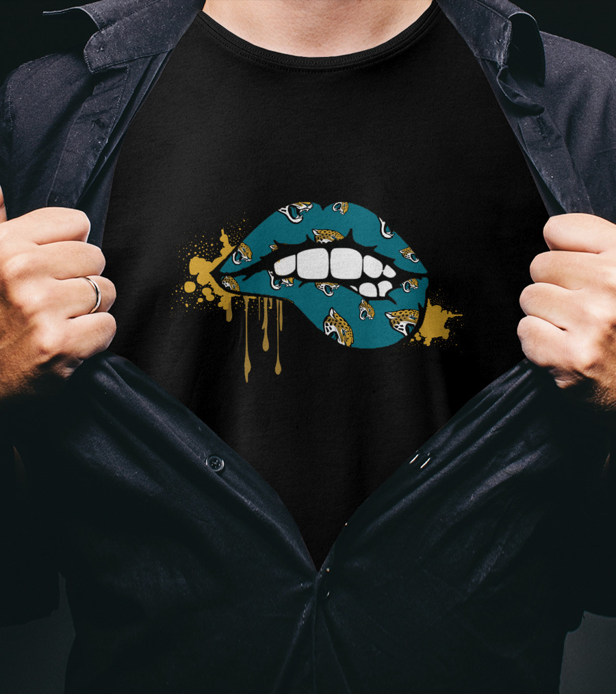 Dripping Lips Teal Gold Jaguars T-Shirt