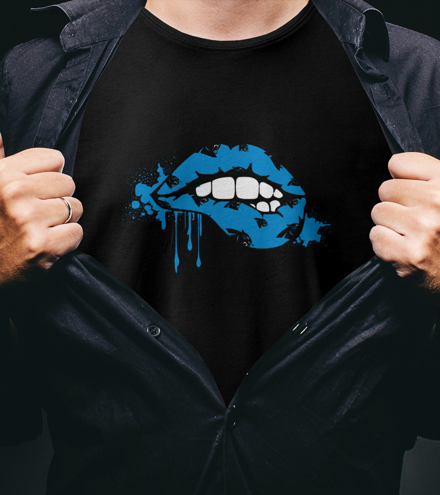 Dripping Lips Carolina Panthers Mouth T-Shirt