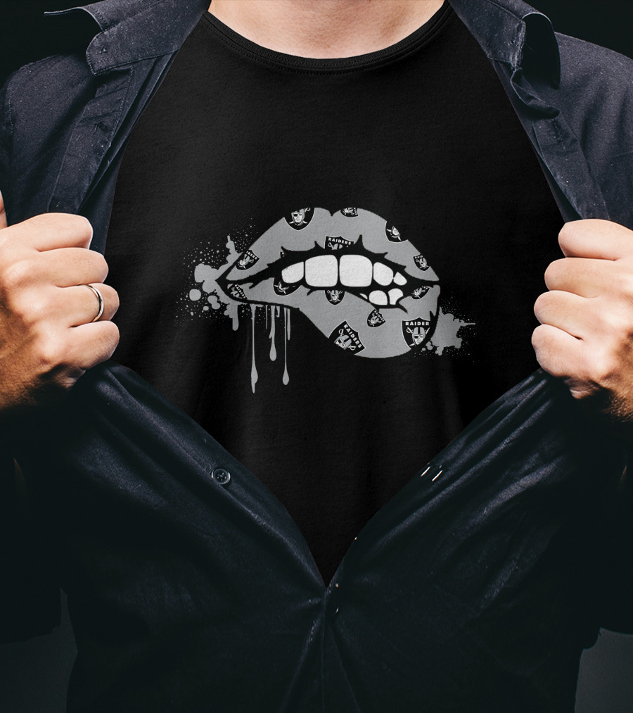 Dripping Lips Raiders Nfl Team T-Shirt
